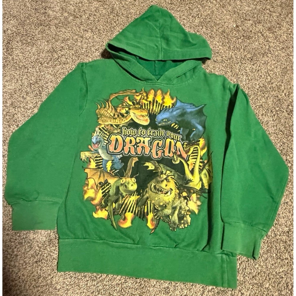 How To Train Your Dragon Green Pullover Hoodie Boys Size 6/7 DreamWorks 2010